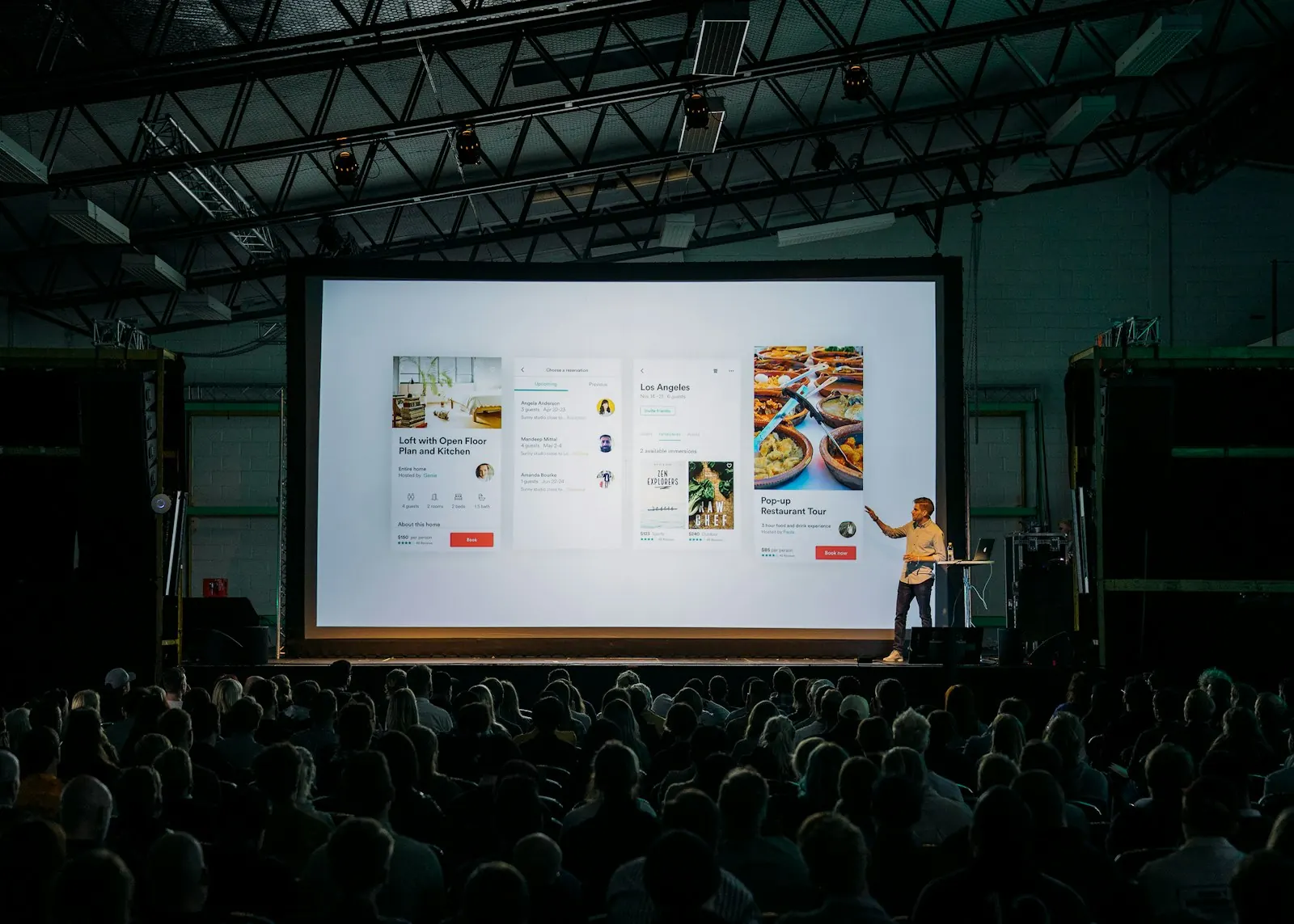 A speaker presenting to a room full of students